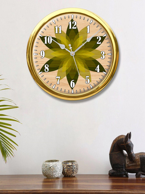 

999Store Green & Pink Printed Contemporary Wall Clock