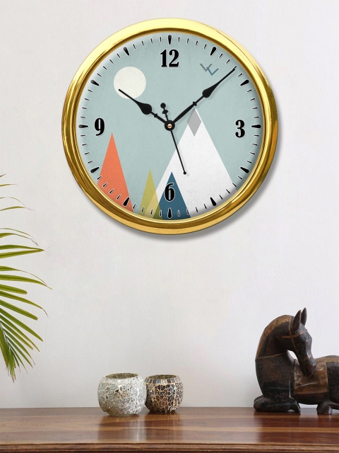 

999Store Grey & Orange Printed Contemporary Wall Clock