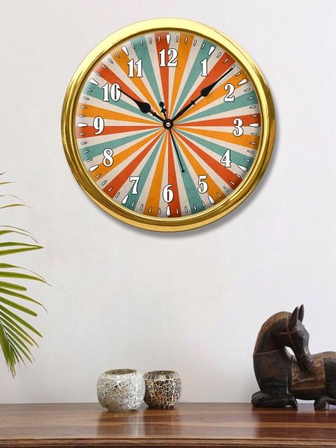 

999Store White & Orange Printed Contemporary Wall Clock