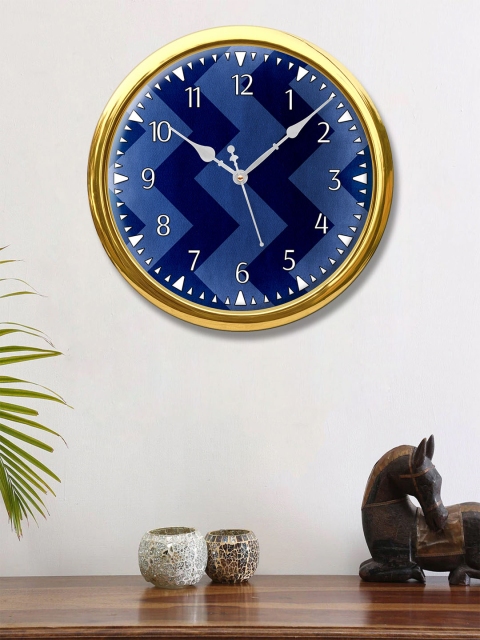 

999Store Blue & Gold-Toned Geometrical Printed Contemporary Wall Clock 30 cm