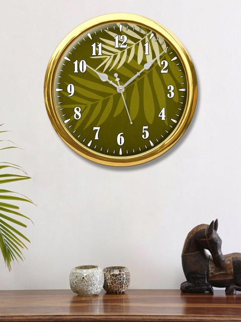 

999Store Green & Gold-Toned Printed Traditional Wall Clock