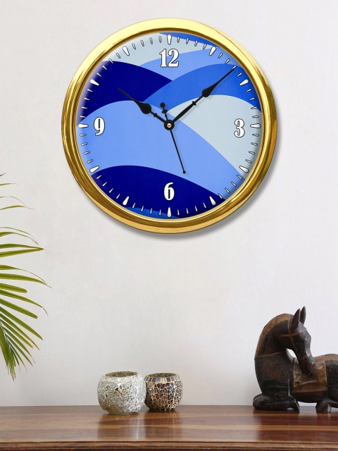 

999Store Blue & Gold-Toned Abstract Printed Contemporary Round Wall Clock