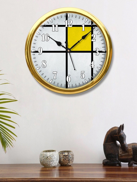 

999Store White & Yellow Printed Traditional Wall Clock