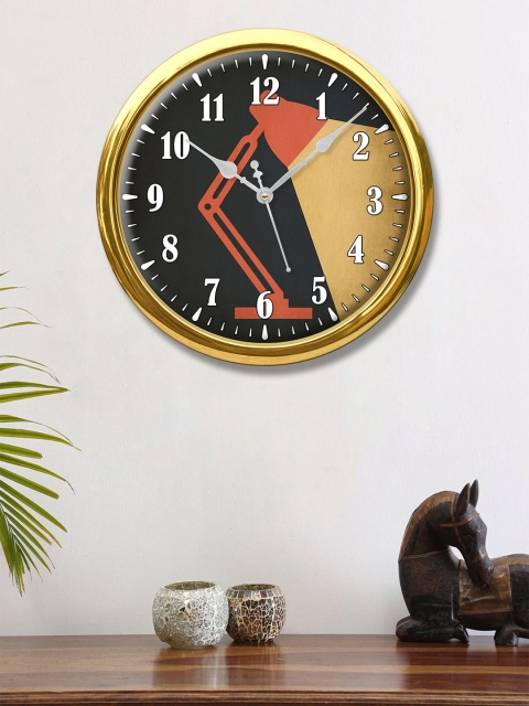 

999Store Black & Brown Printed Traditional Wall Clock