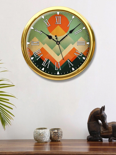 

999Store Green & Orange Printed Traditional Wall Clock