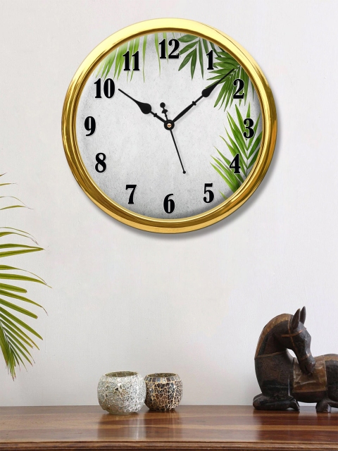

999Store White & Gold-Toned Printed Contemporary Wall Clock