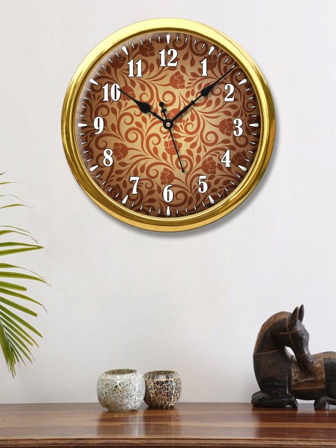 

999Store Brown & Beige Floral Printed Contemporary Wall Clock 30 cm