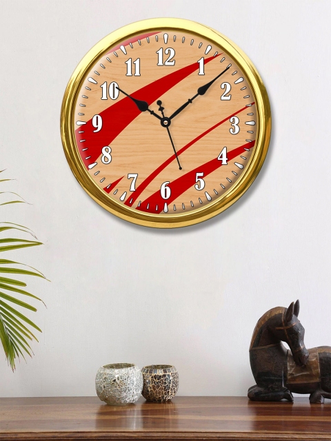 

999Store Brown & Red Printed Contemporary Wall Clock