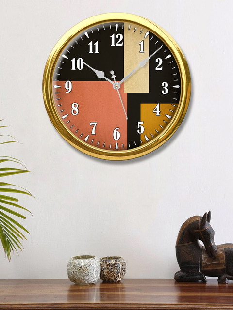

999Store Multicolour Round Geometrical Printed Analogue Wall Clock, Multi