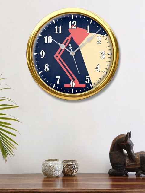 

999Store Navy Blue & Pink Printed Traditional Wall Clock