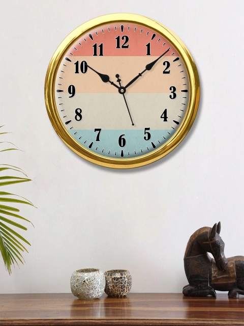 

999Store Peach-Coloured & Black Printed Contemporary Wall Clock