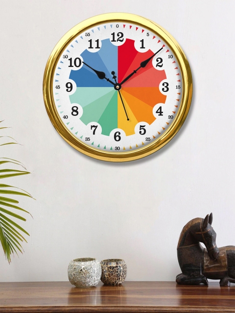 

999Store White & Orange Printed Contemporary Wall Clock