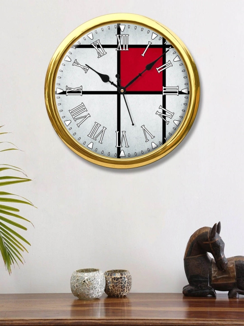 

999Store White & Red Printed Contemporary Wall Clock