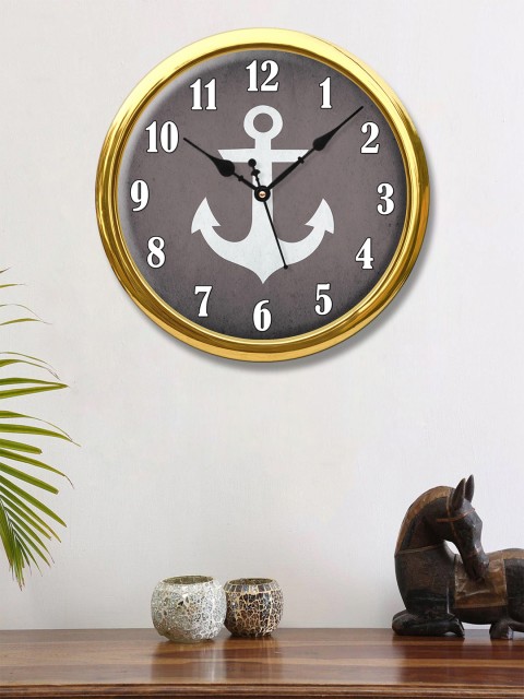 

999Store Brown Printed Contemporary Wall Clock