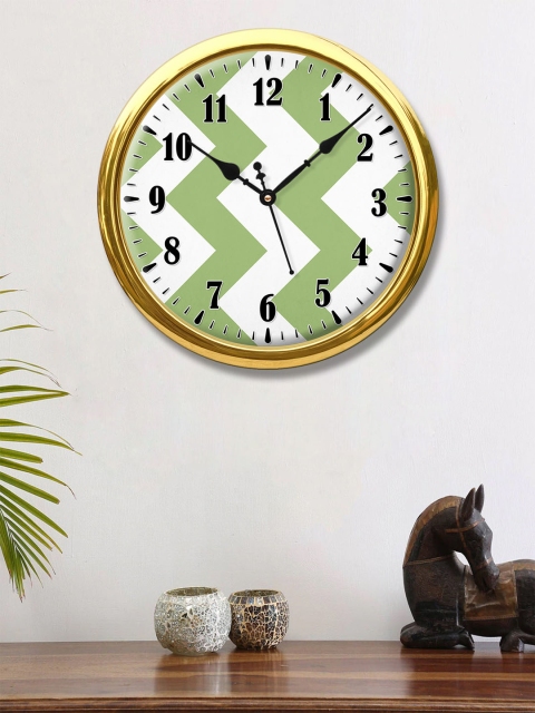 

999Store Green & White Printed Contemporary Wall Clock