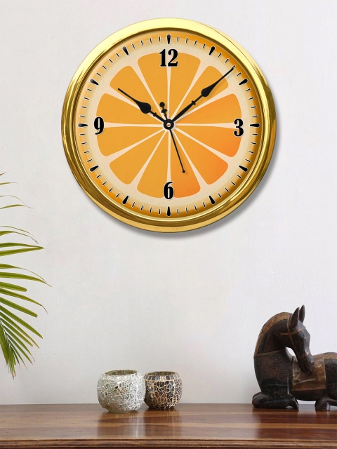 

999Store Orange & Beige Orange Fruit Printed Contemporary Printed Wall Clock