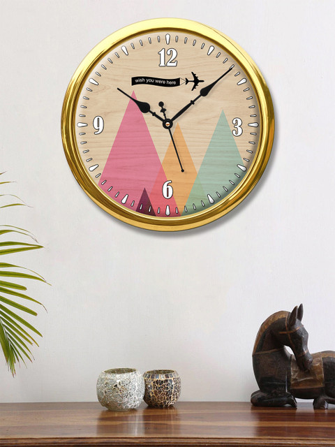 

999Store Brown & Pink Printed Contemporary Wall Clock