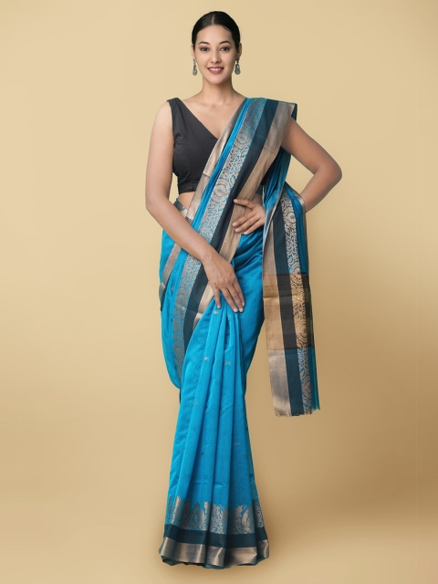 

Unnati Silks Women Blue & Black Bangalore Sico Saree