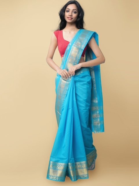 

Unnati Silks Women Blue & Gold-Toned Bangalore Sico Saree