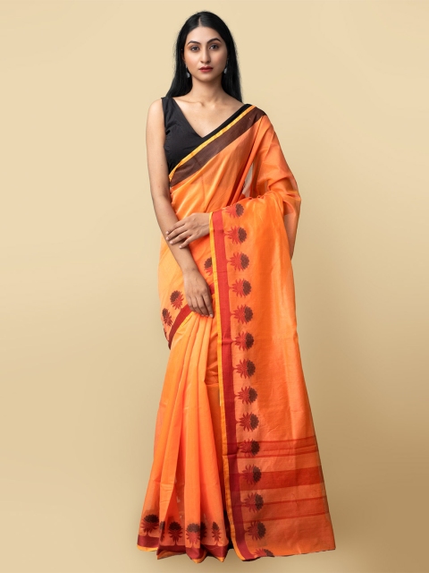 

Unnati Silks Women Orange & Maroon Bangalore Sico Saree