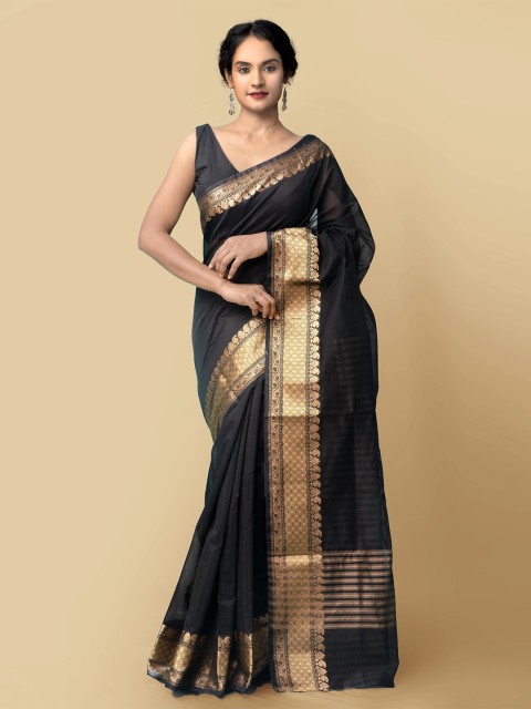

Unnati Silks Women Black & Gold-Toned Bangalore Sico Saree