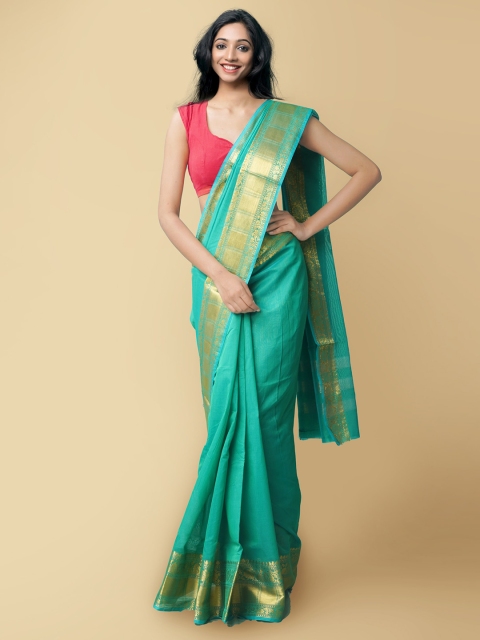 

Unnati Silks Women Green & Gold-Coloured Bangalore Sico Saree