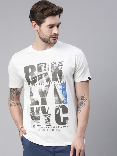 

Breakbounce Men White Typography Printed T-shirt