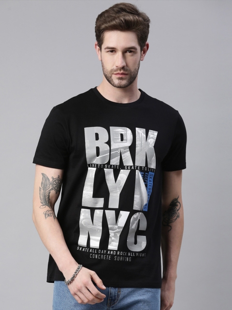 

Breakbounce Men Black Typography Printed T-shirt
