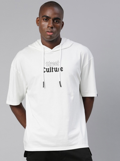 

Breakbounce Men White Sports Printed Boxy T-shirt