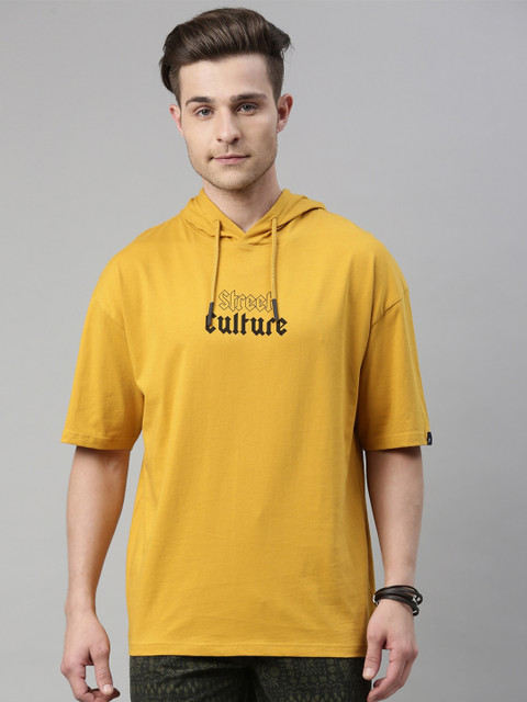 

Breakbounce Men Yellow Typography Printed Boxy T-shirt
