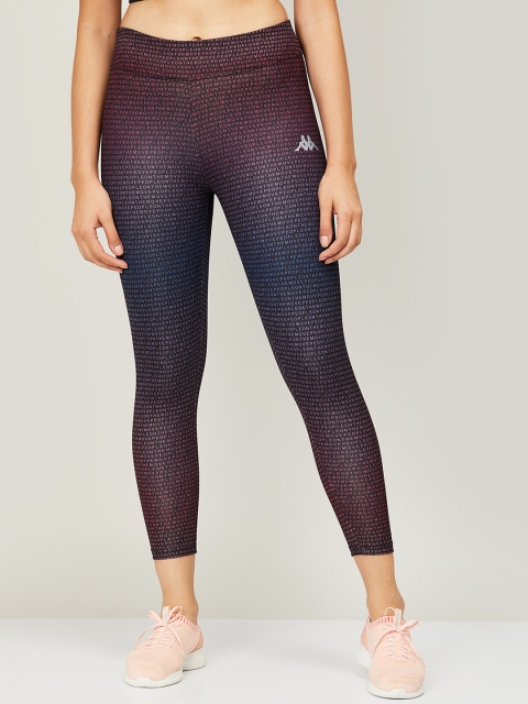 

Kappa Women Black & Blue Typographic Printed Tights