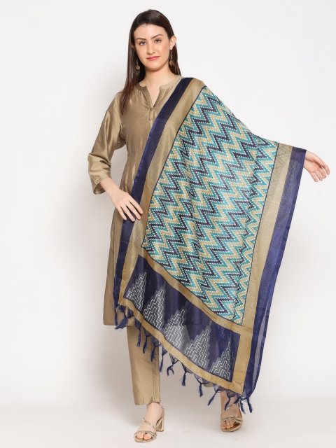 

Dupatta Bazaar Blue & Beige Ethnic Motifs Printed Dupatta