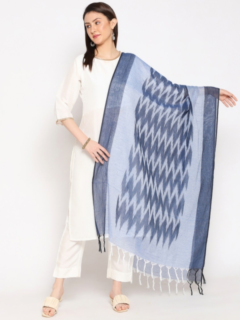 

Dupatta Bazaar Navy Blue & Blue Woven Design Pure Cotton Ikat Dupatta