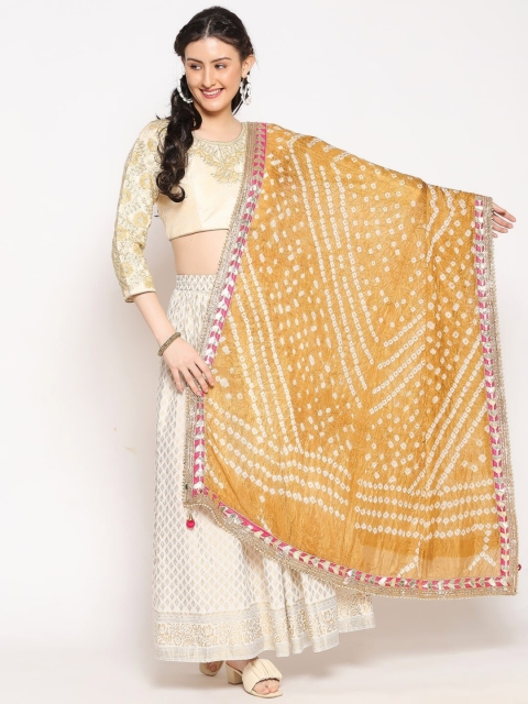 

Dupatta Bazaar Yellow & White Printed Dupatta with Gotta Patti