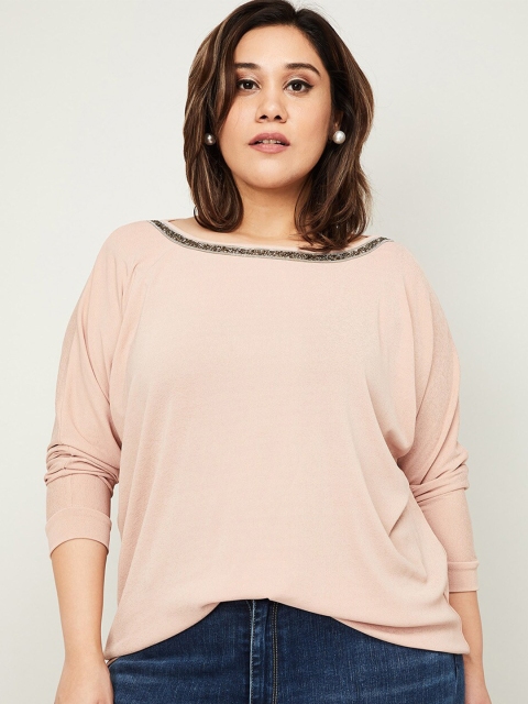 

nexus Plus Size Women Beige Extended Sleeves Regular Top