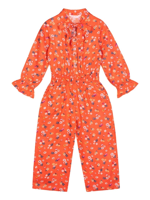 

Budding Bees Girls Orange & Blue Printed Basic Jumpsuit