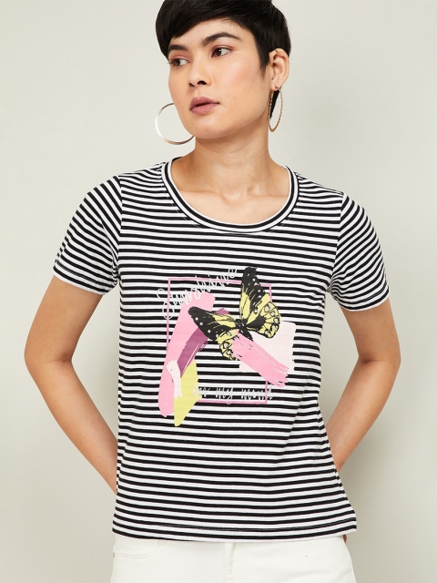 

Bossini White Striped Regular Top