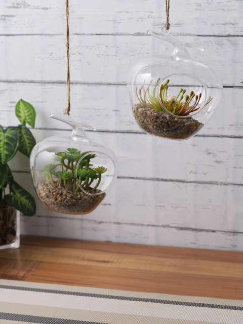 

TAYHAA Set Of 2 Green & Brown Artificial Plants With Plastic Pots