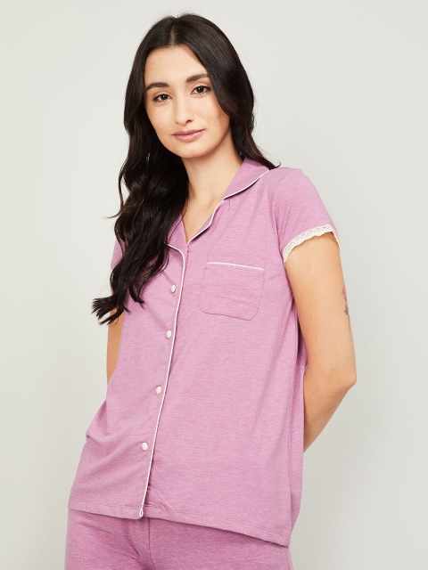 

Ginger by Lifestyle Violet Solid Shirt Style Top