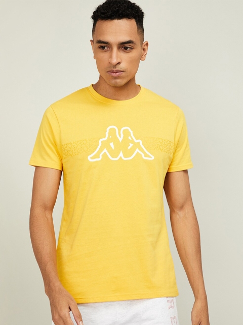 

Kappa Men Yellow Brand Logo Printed Cotton T-shirt