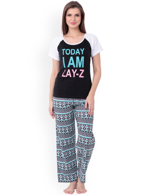 

Heart 2 Heart Black & Blue Printed Night Suit LPJ60AZTECB