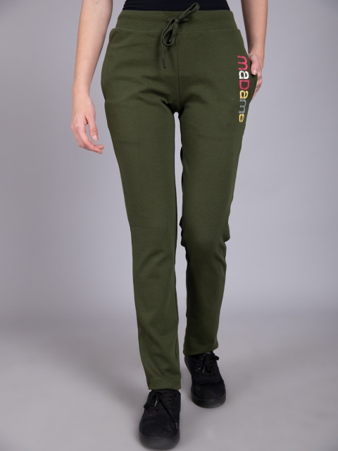

Madame Women Olive Green Solid Track Pants