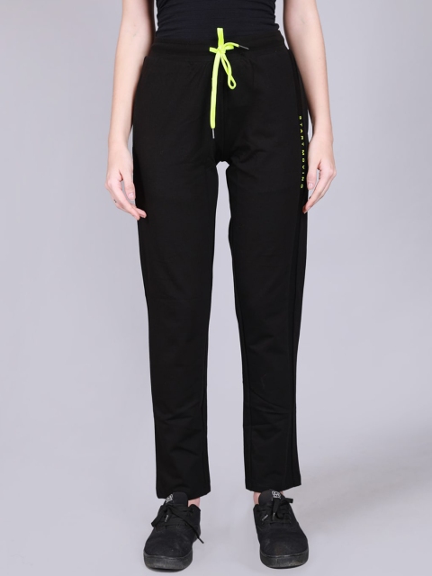 

Madame Women Black Solid Cotton Track Pants