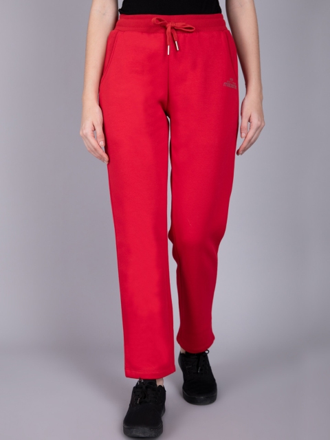 

Madame Women Red Solid Cotton Track Pants