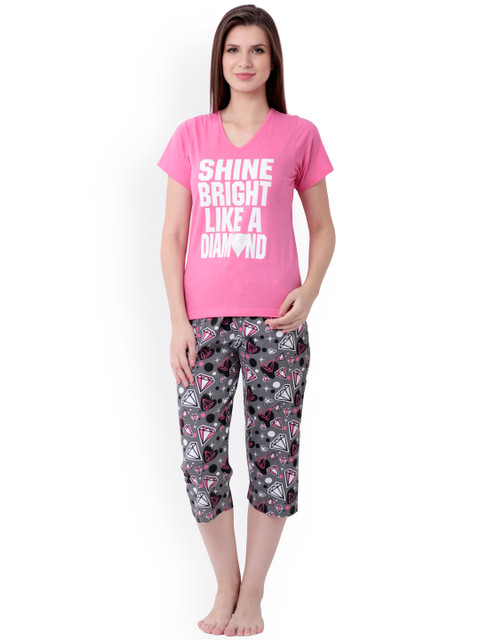 

Heart 2 Heart Pink & Grey Printed Night Suit LCP66DIMNDF