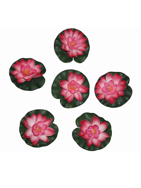 

PolliNation Set Of 6 Pink & Green Lotus Artificial Flowers