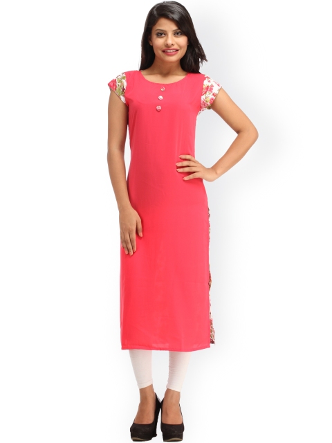 

Cottinfab Women Pink Printed A-Line Kurta