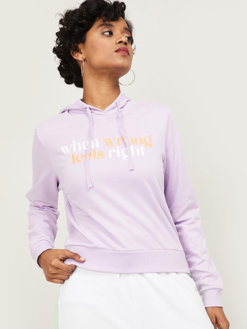 

Ginger by Lifestyle Women Purple Printed Hooded Sweatshirt