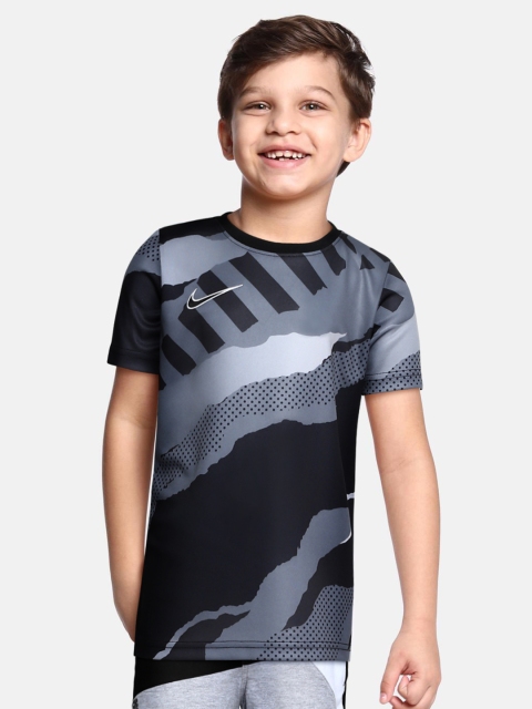 

Nike Kids Black & Grey GX TOP SS FP Abstract Printed T-shirt