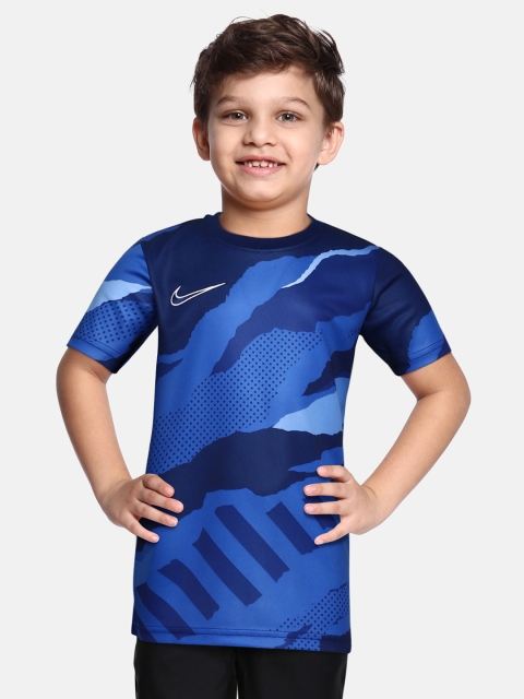 

Nike Kids Navy Blue GX TOP SS FP Abstract Printed T-shirt